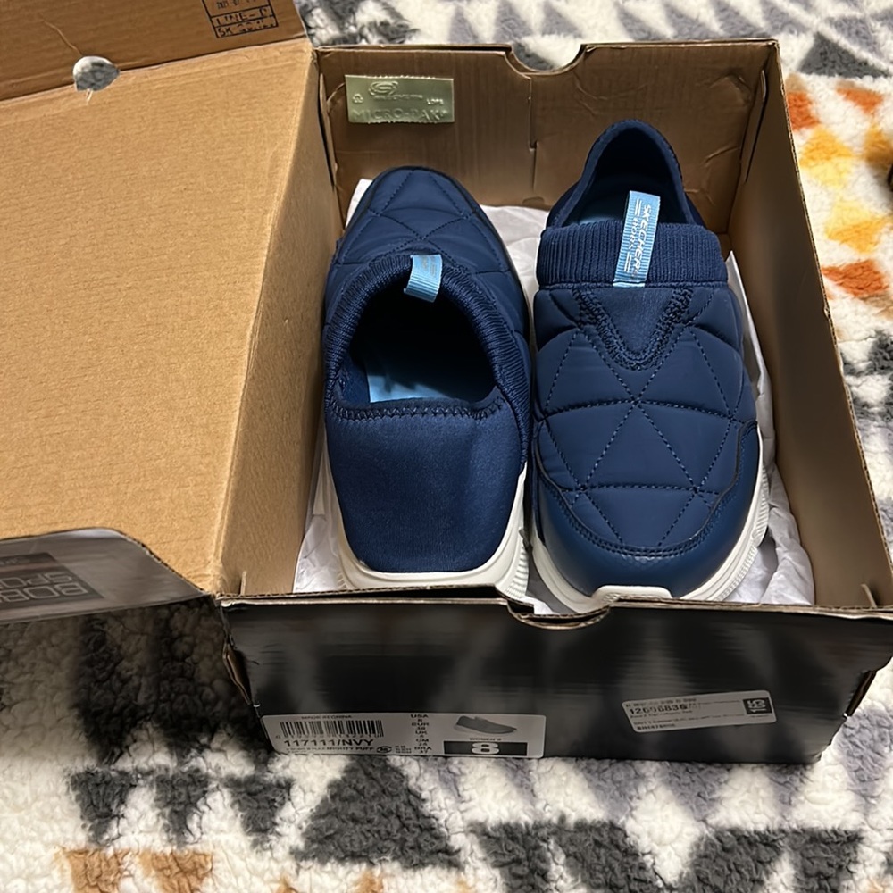 BOBS From Skechers Womens Bobs B Flex-Mighty Puff Navy Memory Foam Shoes NWT